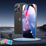 ฟิล์มกระจกเทมเปอร์ความคมชัดสูงทนต่อการขีดข่วนพร้อมเครื่องมือทำความสะอาดหน้าจอเหมาะสำหรับโทรศัพท์ Apple iPhone 15 14 13 12 11 Pro MAX X XS MAX XR 6 6s 7 8 Plus