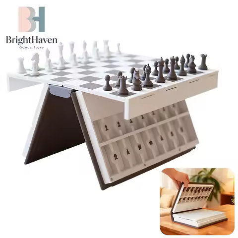 3D Printed Magnetic Chess Book Travel-Friendly Chess Set With Storage Books Design Folding Board Gam