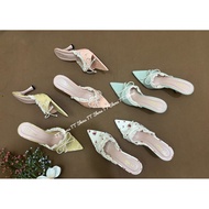 (standard size) New 7cm lace high heel sandals with floral pointed toe TT Shoes renmoi7cmhoa