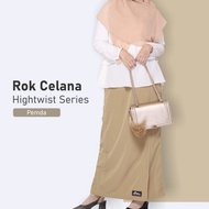 Celana Kulot Wanita Rickyrieez Hightwist Coklat Susu Bonus Masker Kain