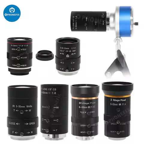 Manual Zoom Focal F1.4 F1.6 C CS Mount Lens for Industrial Digital Microscope Cameras Teaching Live 