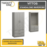 Twentyone 2 Doors With 2 Drawers Standalone Wardrobe / Open Door Wardrobe (Free Installation)