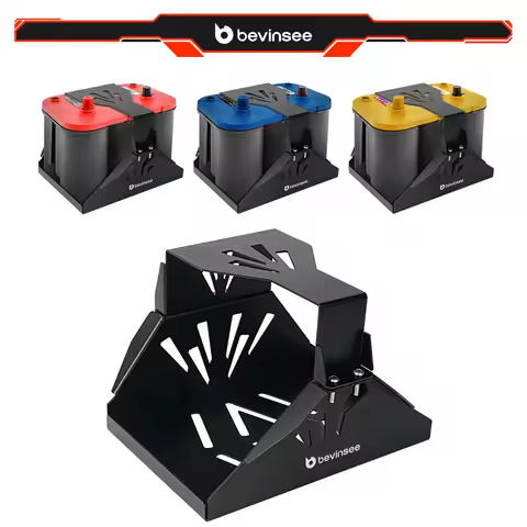 BEVINSEE Battery Hold Down Tray Box Mount for Optima Group 34 Battery Blue/Red/Yellow Top Battery 34