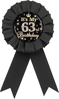 It's My 63rd Birthday Tinplate Badge Pin, Gold Diamond Happy 63rd Birthday Button Pin, Sixty Three B