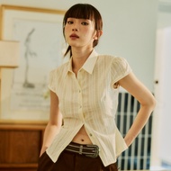 felt.bkk Dali Shirt เสื้อเชิ้ต แขนสั้น ดีเทลผ้าลายฉลุ สาย Back cinch ปรับรูดเข้าเอว