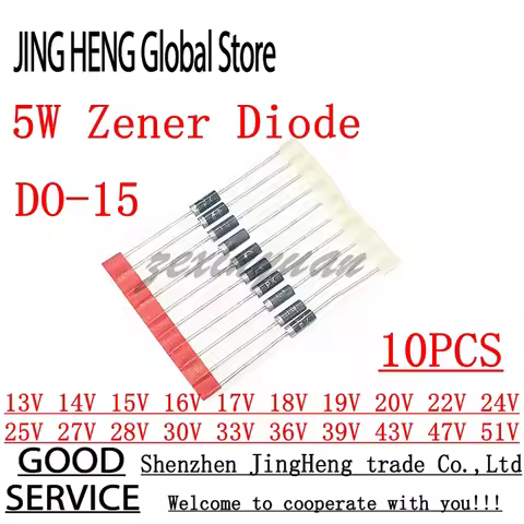 10pcs/lot 5W Zener Diode CASE17 13V 14V 15V 16V 17V 18V 19V 20V 22V 24V 25V 27V 28V 30V 33V 36V 39V 