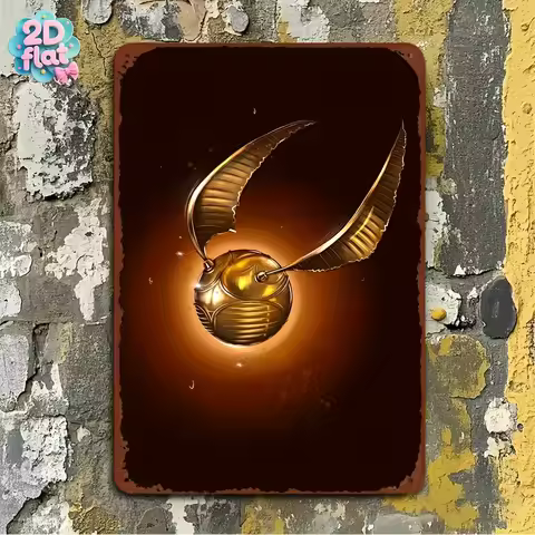 2D Flat, 1pc Warner Bros Harry Potter Theme 2D Flat Exquisite Iron Painting Sign Wall Art, Various P
