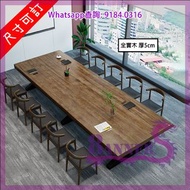 實木 歐洲式大型會議室長桌 [DK05-A51] Solid Wood Long Conference Table 老松木枱板 厚5cm (可升級加厚至8cm) 金屬支架 長度80cm-400cm 可