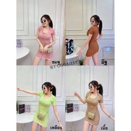 Luck99 Mini Dress Slim Fit Super Cute Silk Round Neck Style With Collar Short Sleeves