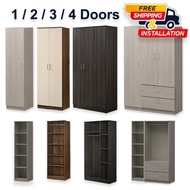 Furniture Living 1 / 2 / 3 / 4 Doors Wardrobe with / without Drawers / Open Door Wardrobe (Walnut/Oak Maple/Whitewash)