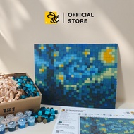 Wooden Starry Night by Van Gogh - DIY Mosaic Kit, Handmade Wall Art, Pixel Art Decor (32x25 cm)