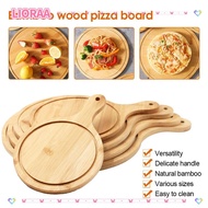 LIORA‌A 1Pcs Wooden Pizza Board, Platter Cake Bakeware Bamboo Pizza Tray,  Round with Handle Stone C