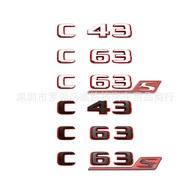 Suitable for Mercedes-Benz Two-Tone Car Logo Modification C43 C63Tail Emblem C63S Black and Red Car 
