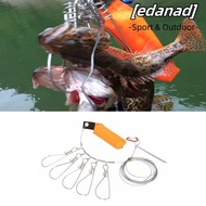 EDANAD Fishing Stringer, Orange with 5 Buckle Snaps Fish Stringer, Portable Stainless Steel 5m Lengt