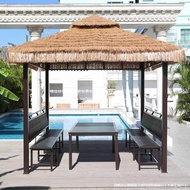 Gazebo luar, rumah ladang di halaman, pavilion beratap jerami, bangsal jerami, kawasan pemandangan i