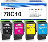 【4-Pack , with CHIP】 CS421 78C10 Toner Cartridge Replacement for Lexmark 78C10 78C10K0 78C10C0 78C10
