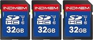 INDMEM 32GB SD Card (3 Pack), C10 SDHC UHS-I Memory Card U1 Class 10 SD Card High-Speed Full 4K HD V