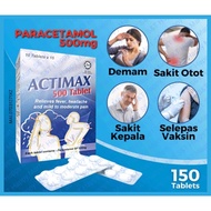 ACTIMAX Paracetamol 500mg Tablet 10'S For Demam, Sakit Kepala, Otot, Cold, Flu, Vaksin, Pain, Gigi