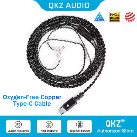 QKZ TC100 Earphone Cable Type-C Plug 2PIN 0.75mm Cable Wired Headset Upgraded Wire For QKZ ZXN ZXT V