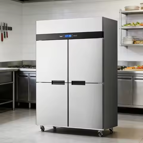 Airo Commercial 4 Door Double Temperature Air Cooling Vertical Fridge Upright Freezer Restaurant Kit