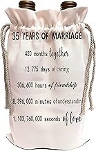 3dRose 35 Years of Marriage 35th Wedding Anniversary in months days hours - Wine Bags (wbg_318822)