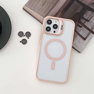 LUXURY LENS METAL RING STAND MAGSAFE PHONE CASE FOR IPHONE 16 PRO MAX 16E