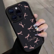 Minimalist Bow Carve Design Black Painted Soft Protective Phone Case Cover Compatible With IPhone 16