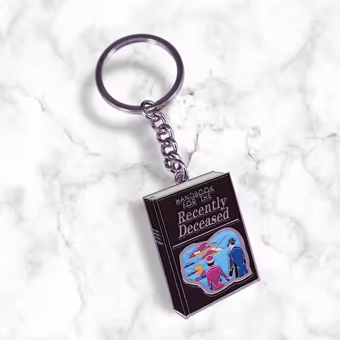 Tim Burton Betelgeuse Handbook Adam and Barbara movie spooky Gothic jewelry keychain key ring reads 
