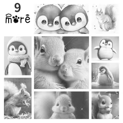 40x50cm animal WD-j0177~j0185 one color dot painting punktmalerei stippelen een kleur stippen stippe