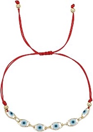 Handmade String Bracelet,14K gold Plated Adjustable Braided Jewelry with Good Luck Amulet and Protec