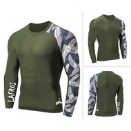 New Men's Long Sleeve SwimSuit Rush guard Fit Compression Rash Guard Sportswear Gym Clothes Fitness