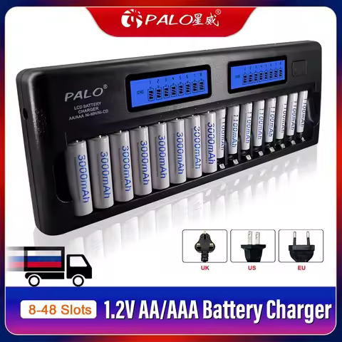 PALO 8-36 Slots Smart Charger LCD display Intelligent Battery Charger for 1.2V AA AAA Ni-MH NiCd rec