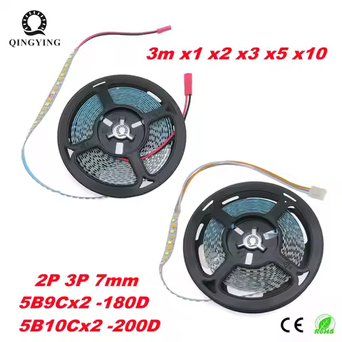 2Pin 3Pin Constant Current LED Strip SMD2835 200D/M 180D/M 5B10Cx2 5B9Cx2 3000K+6500K 3 Colors 7mm W