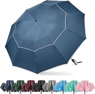 G4Free 54 Inch Windproof Inverted Umbrella with Reflective Stripe Large Compact Reverse Golf Umbrell