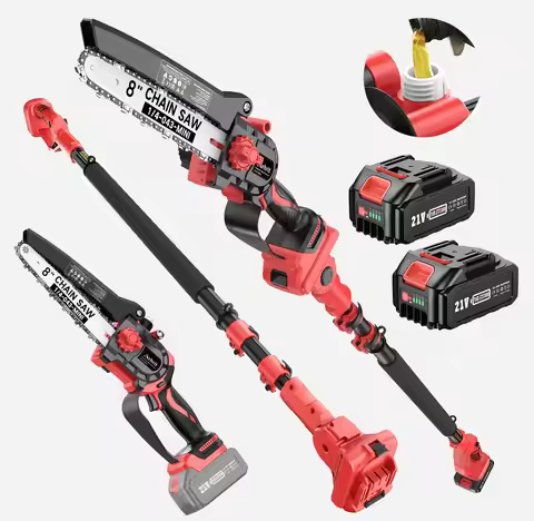Avhrit 2-in-1 Mini Chainsaw & Electric Pole Pruner 8 Inch 8000 mAh (2Γ4.0Ah) Batteries Brushless Mot