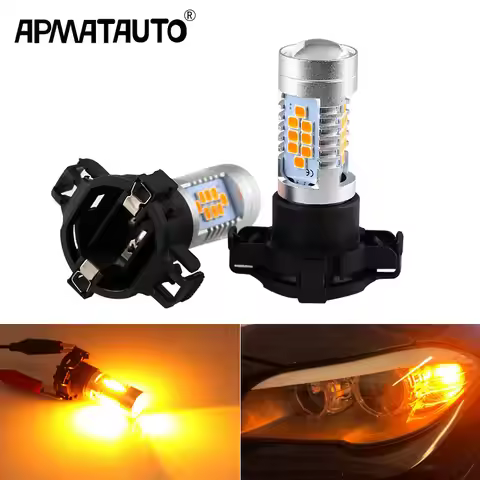 2pcs Amber Yellow PY24W 5200s LED Bulbs For BMW 3 4 5 Series X3 E70 X5 X6 Z4 Front Turn Signal Light