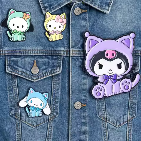 4Pcs/set Sanrio Hello Kitty, Kuromi, Miffy metal badges, clothing accessories, holiday gifts