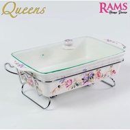 HOT🔥QUEENS 3.0L/4.5L PREMIUM PORCELAIN CHAFING DISH WITH METAL RACK-GOLDEN DARIA