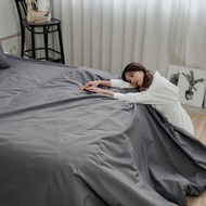 清新素色100%防水防蹣床包/床包組/床包被套組/台灣製/煉石灰