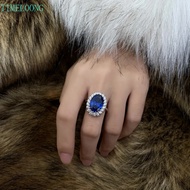 S925 Silver 8 CT Oval Cut Lab Sapphire High Carbon Diamond Ring for Women Jewelry