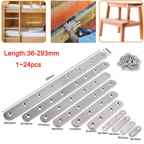Flat Plate Straight Bracket For Wood Furniture Flat Bracket Corner Brace Stainless Steel Mending Pla
