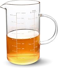 Koythin Glass Measuring Cup With Handle, High Borosilicate Glass Three Scales V-Shaped Spout Clear M