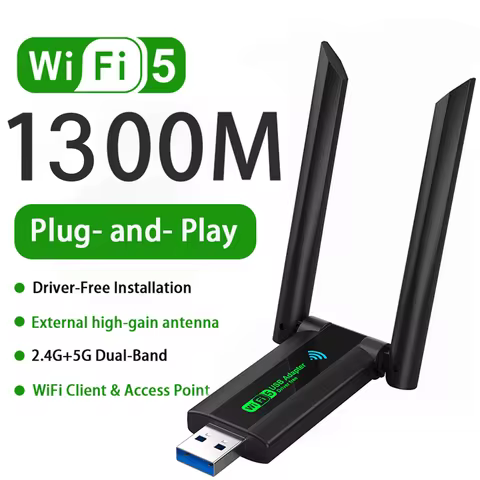 1300Mbps WiFi USB Adapter Network Card Dual Band 2.4G/5Ghz Dongle 802.11AC Powerful Antenna Wireless