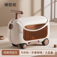 全城熱賣 - （橄欖棕）兒童可坐騎行行李箱 二合一行李箱 帶娃出行車
