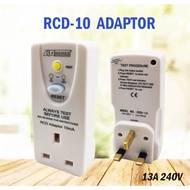 HENES RCD-10 ADAPTOR 10MA 13A 240V UK PLUG RCD ADAPTER