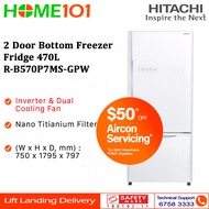 Hitachi 2 Door Bottom Freezer Fridge 470L R-B570P7MS