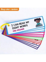 兒童3-8歲英語220字詞卡詞彙建構學習玩具,閱讀記憶遊戲禮物教育閃卡玩具,男孩和女孩均適用(色彩圖案隨機)