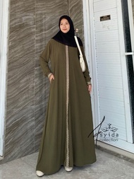 KV.GROSIR Dress Gamis ZAHRA Crinkle Airflow Bordir Premium Terbaru | Dress Wanita Polos Mix Bordir B
