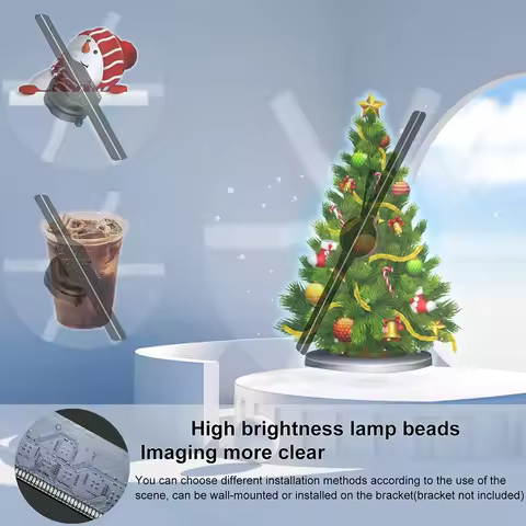 42cm 3D Holographic Fan WIFI Remote Custom ICONS DIY Video LOGO LED Neon Lights Rotating Display AD 