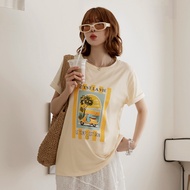 OB Strictly Selected Pure Cotton Southern French Vacation Printed Short-Sleeved Top < AB21266 >